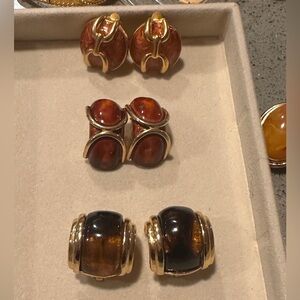 Elegant Gold and Brown Earrings